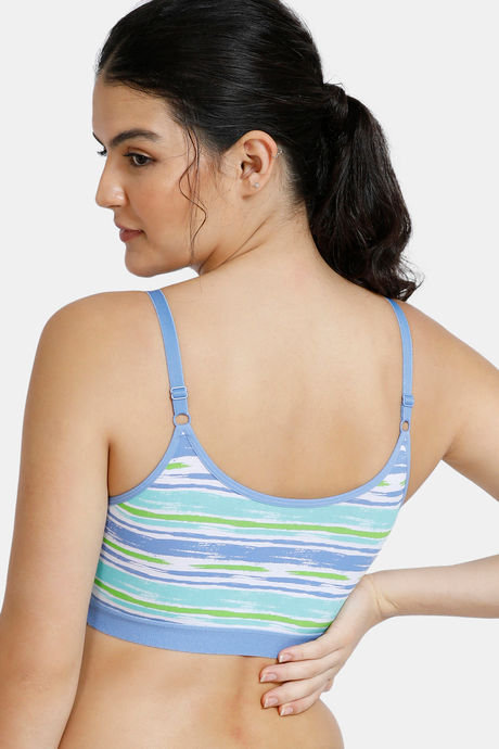 Zivame Whimsical Double Layered Non Wired Full Coverage Bralette - Stripe Pt — image 2